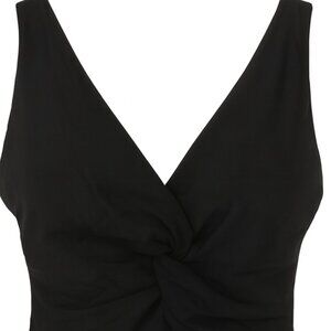 Trendy Black Twist-Front Sleeveless Crop Top – Size M